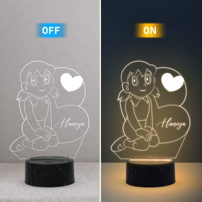 3D Illusion Suzuka Cartoon Night Lamp with Warm White Light Customized with Name Best Gift for Children Girls Boys Gift for Cartoon Lover